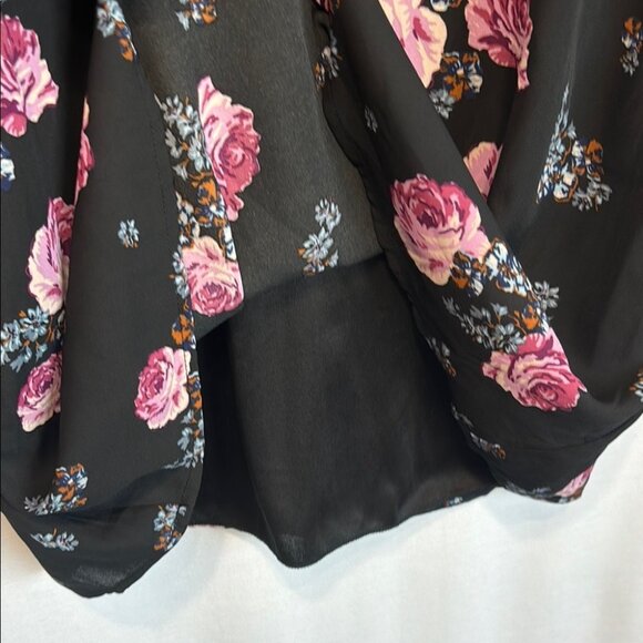 Speechless Black & Pink Floral Tie Sleeve Cut Out Midi Dress, Women’s Small - Picture 8 of 9